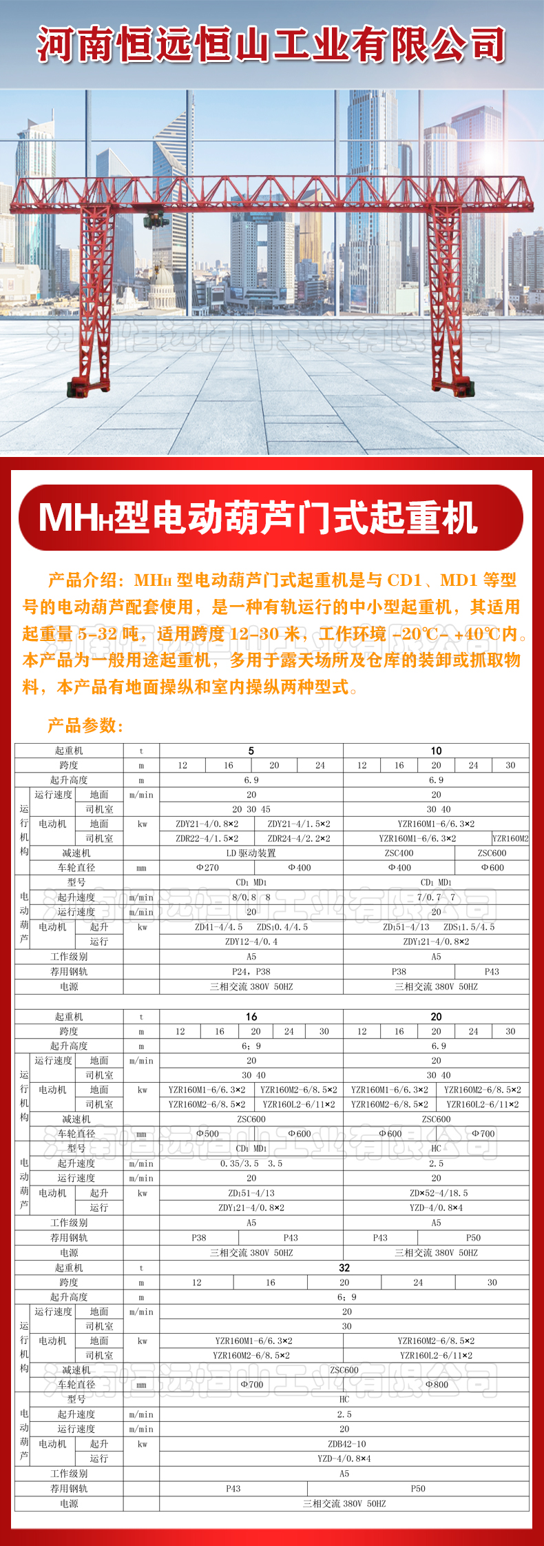 电动葫芦门式起重机 mhh型花架门式起重机 天车行车花架龙门吊