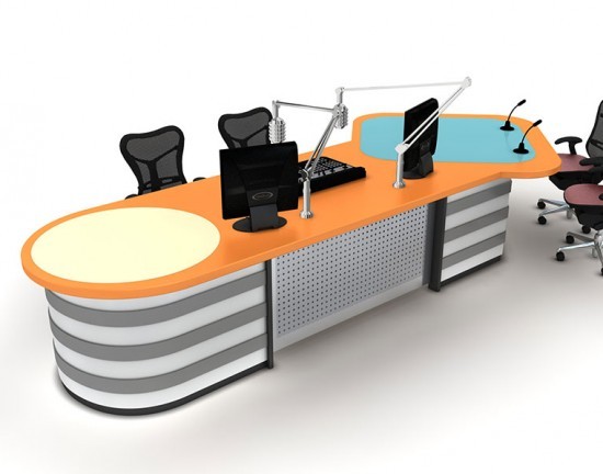 播音台访谈桌导播桌演播桌访谈桌非编台电视台播音桌主持人直播桌