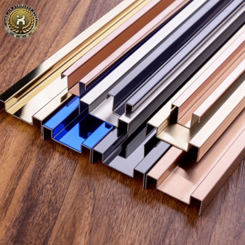 热卖产品背景墙装饰线条 定制拉丝玫瑰金不锈钢踢脚线