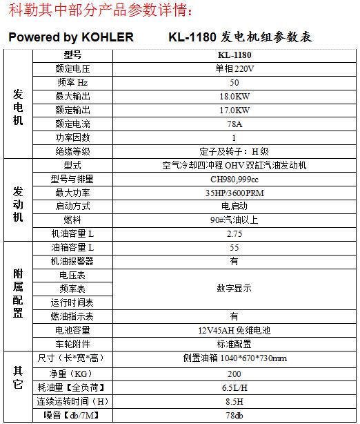 美国科勒汽柴油发电机西安供应商