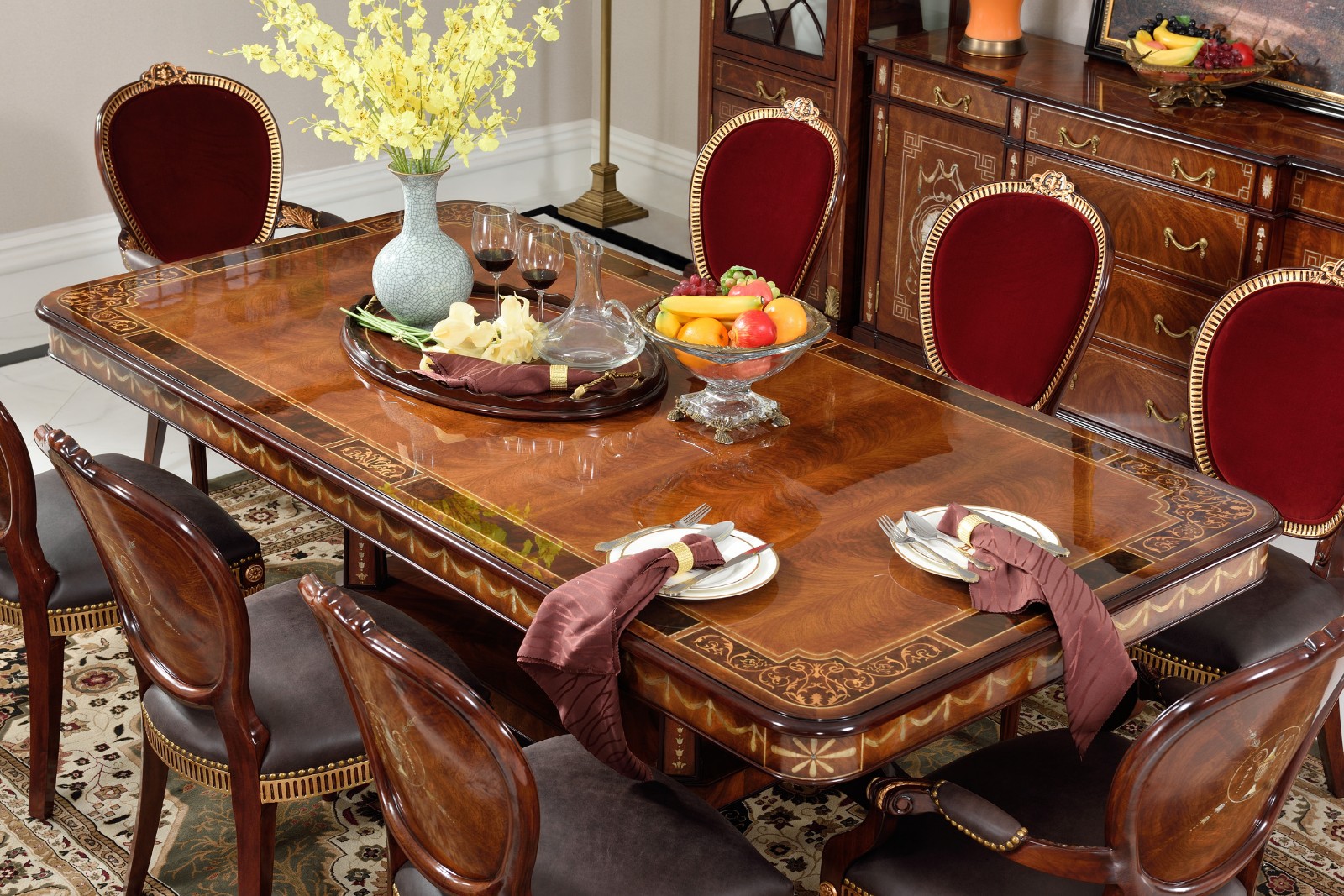 金其利家具英式实木餐桌亚历山大贝壳加长桌欧式别墅大宅