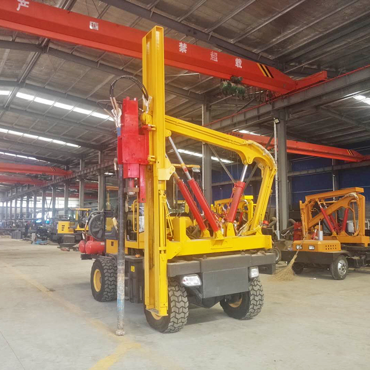 鼎盛高速公路液压护栏打桩机打拔钻一体机